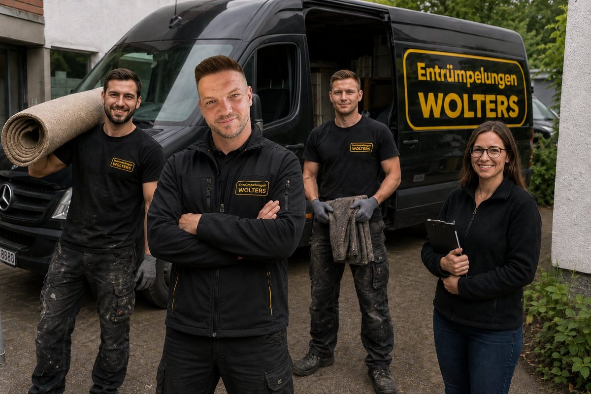 Team Entrümpelungen Wolters vor dem Transporter in Brüggen